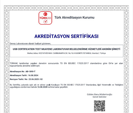 La certificazione USB ha ampliato l’ambito di accreditamento: Nuovi test accreditati!